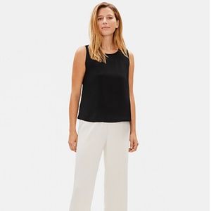 Eileen Fisher black silk crepe boxy shell